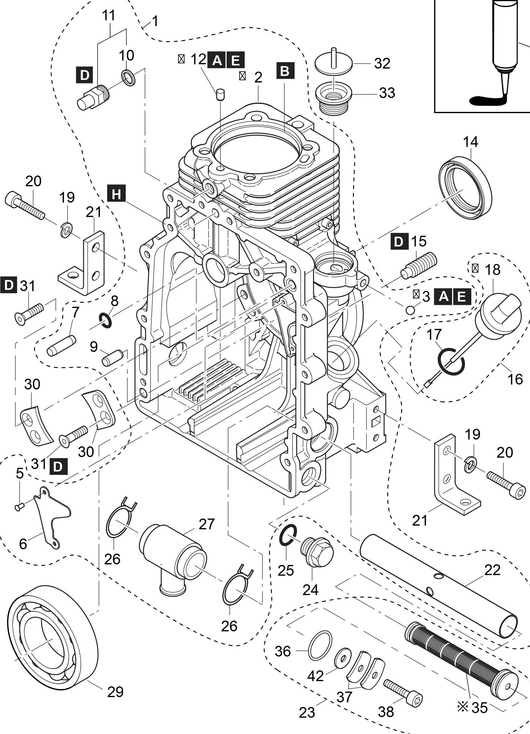 MVH308DZ HATZ 1B30 Engine Crankcase Assembly Parts