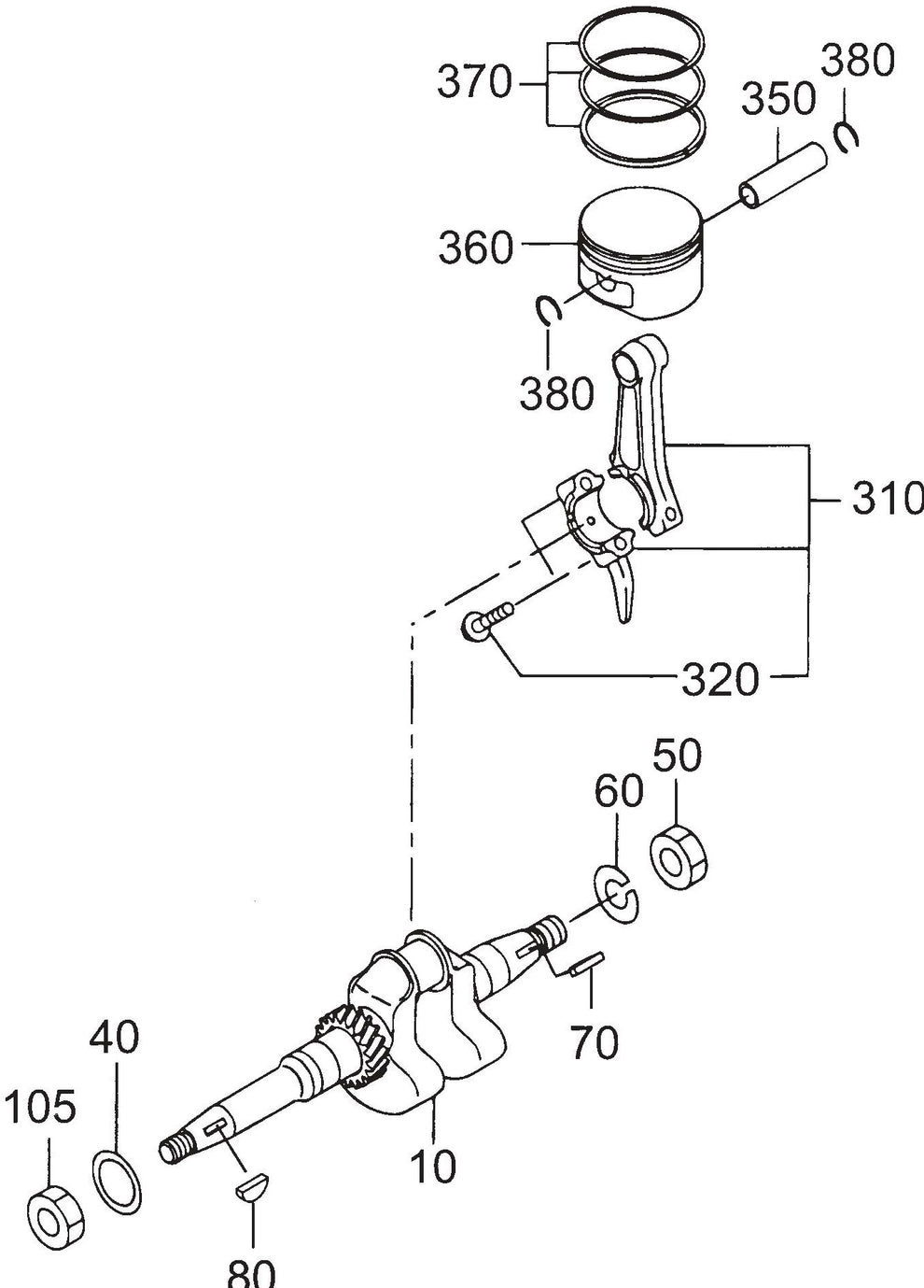 MT55F Robin EH-092D Engine Crankshaft And Piston Assembly Parts