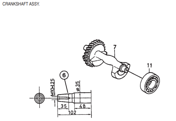 GA6HE-GA6HEA—HONDA GX340K1EDE2 ENGINE—Crankshaft  Assembly Parts By Multiquip