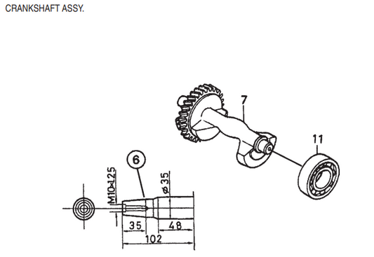GA6HE-GA6HEA—HONDA GX340K1EDE2 ENGINE—Crankshaft  Assembly Parts By Multiquip
