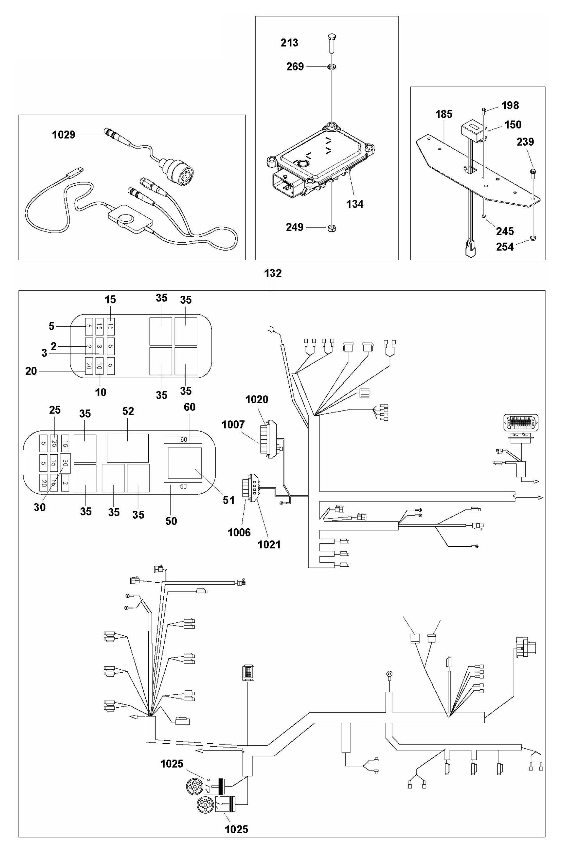 CRT 60 Wiring Harness and Fuse Box Assembly Parts