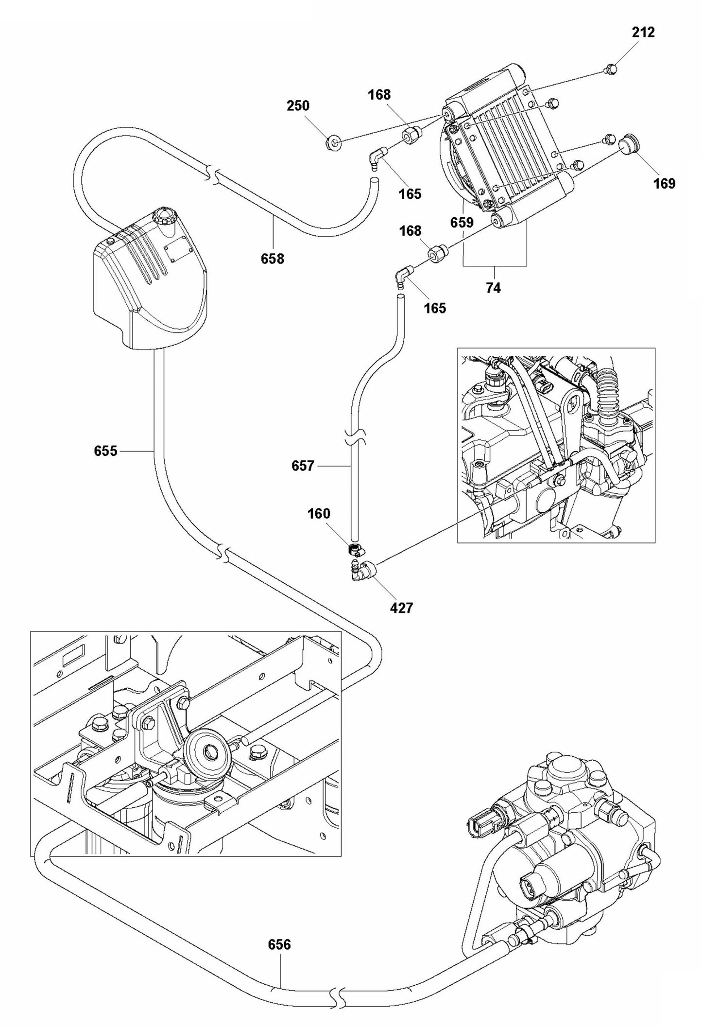 CRT 60 Fuel Hose Routing and Fuel Cooler Assembly Parts