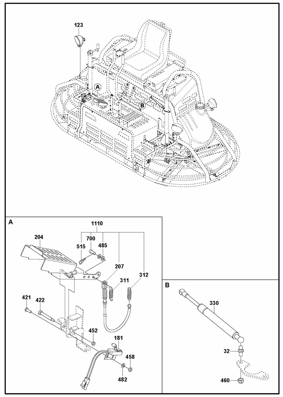 CRT 48 Lights, Pedal and Spring Assembly Parts by Husqvarna