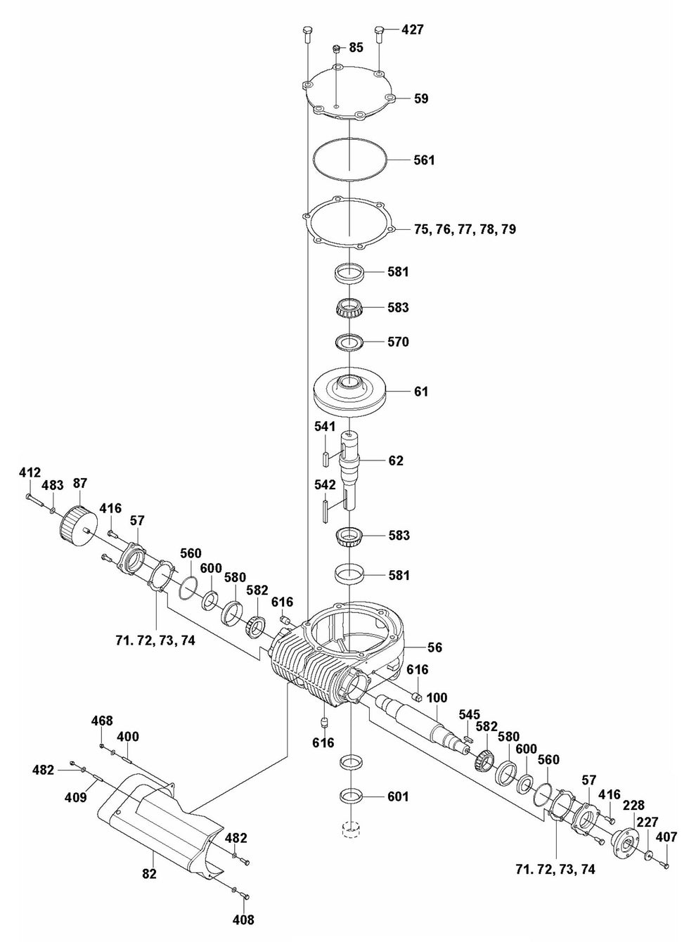 CRT 48 Gearbox Assembly, Right Parts by Husqvarna