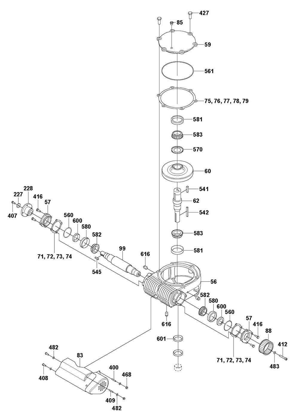 CRT 48 Gearbox Assembly, Left Parts by Husqvarna