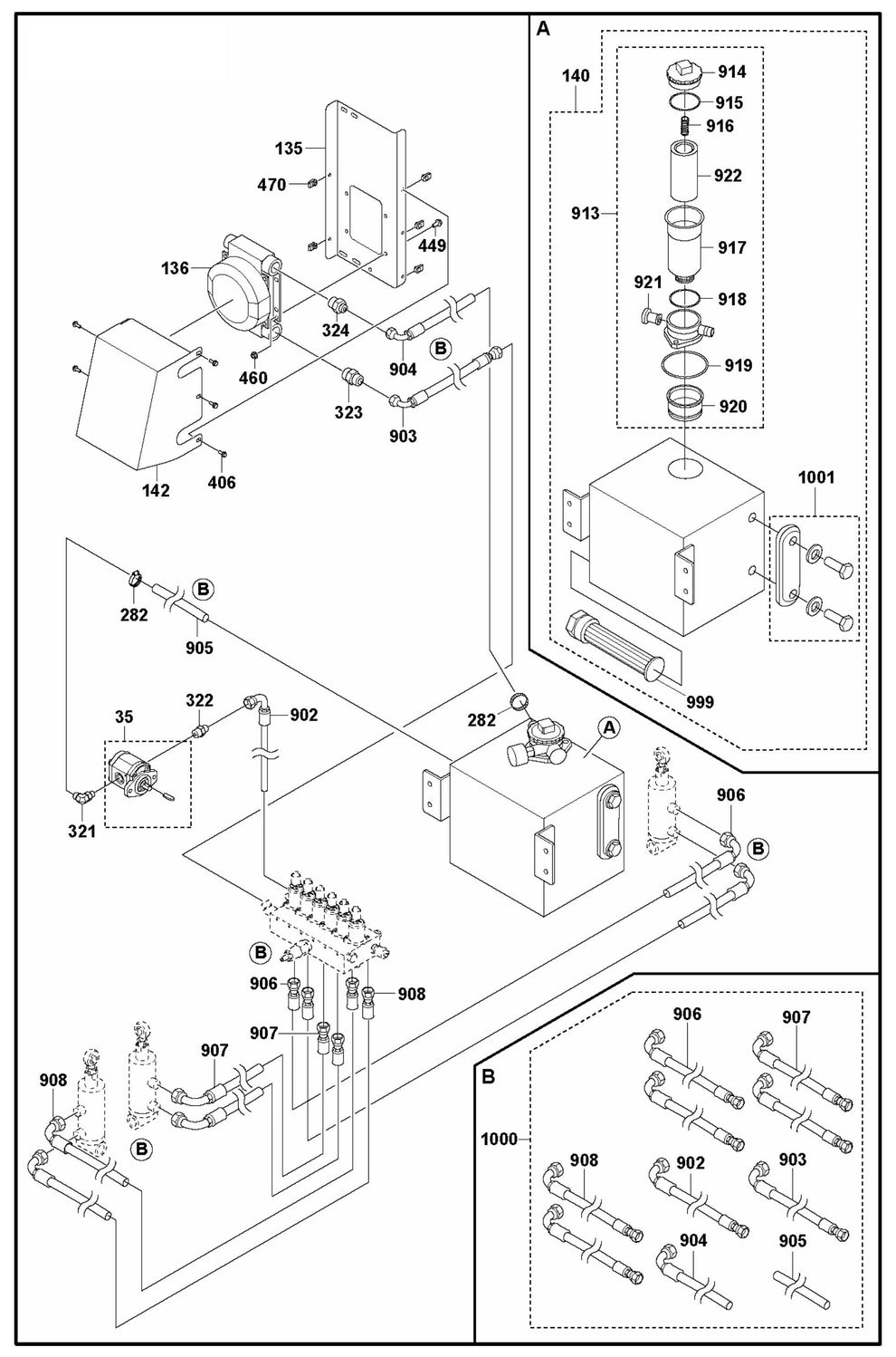 CRT 48 Hydraulic Piping Assembly Parts by Husqvarna