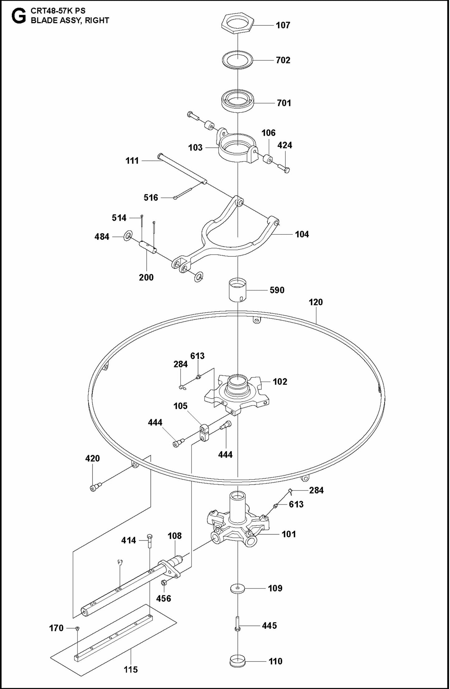 Blade Assembly, Right Parts For Ride On Trowel CRT 48 Diesel By Husqvarna