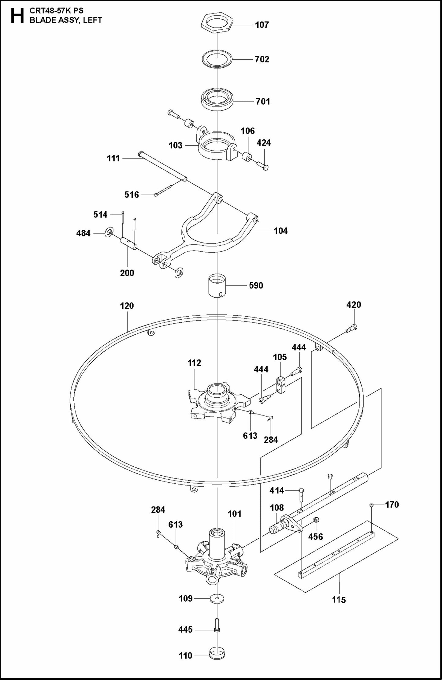 Blade Assembly, Left Parts For Ride On Trowel CRT 48 Diesel By Husqvarna