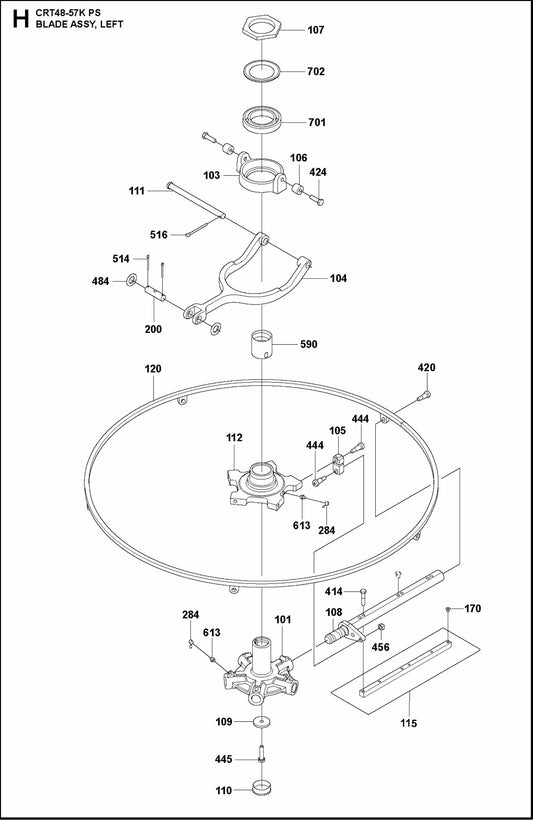 Blade Assembly, Left Parts For Ride On Trowel CRT 48 Diesel By Husqvarna