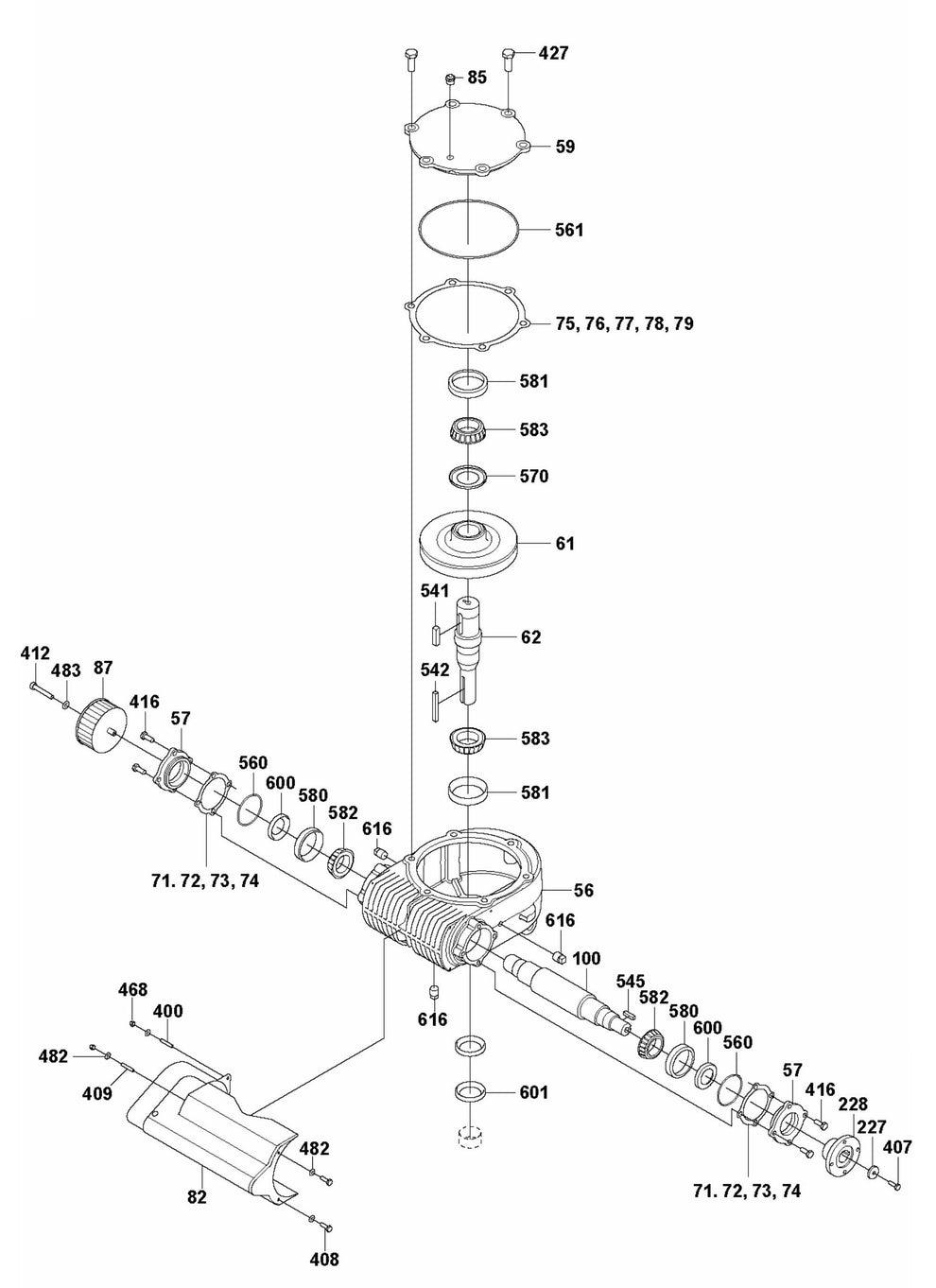 CRT 48 PS Gearbox Right Assembly Parts by Husqvarna