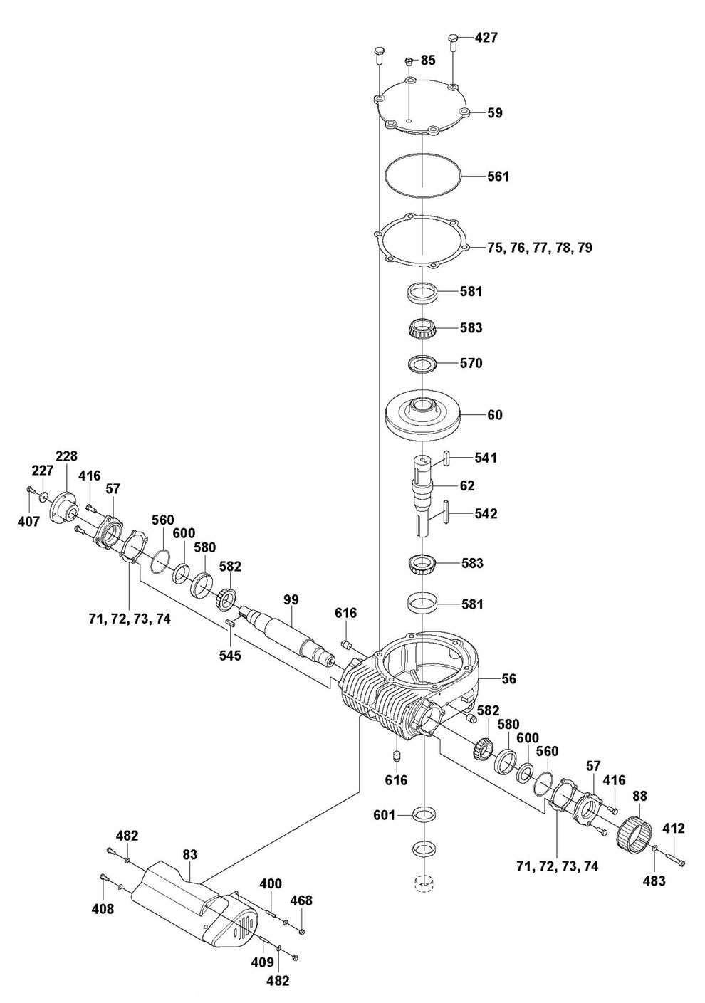 CRT 48 PS Gearbox Left Assembly Parts by Husqvarna