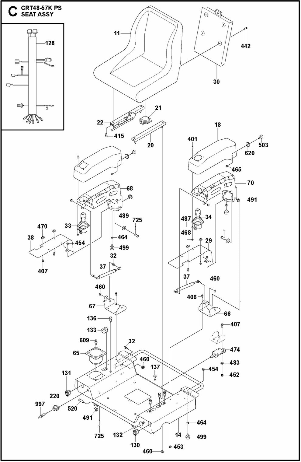 Seat Assembly Parts For Ride On Trowel CRT 48 Diesel By Husqvarna