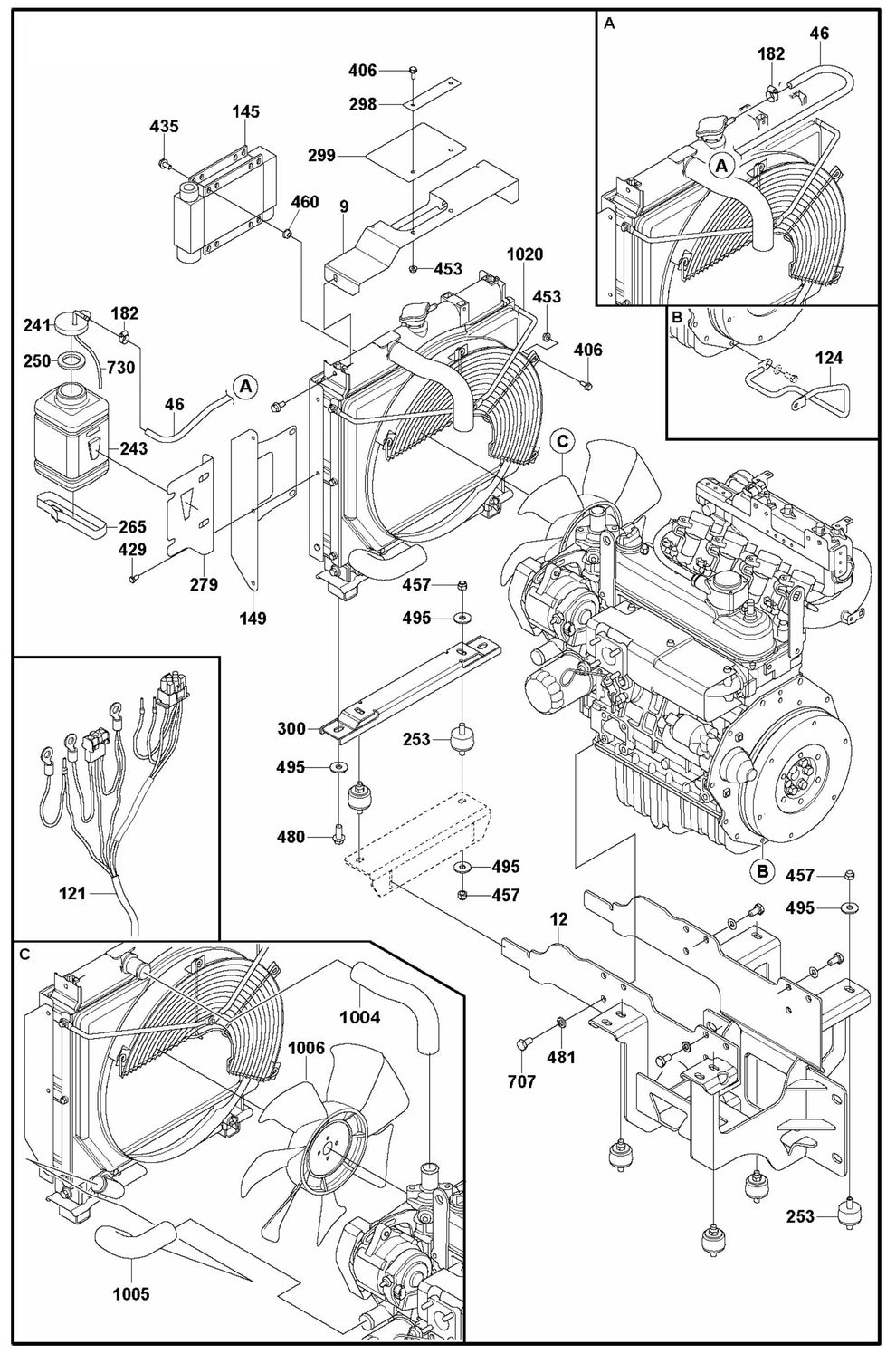 CRT 48 PS Engine Compartment Assembly Parts by Husqvarna