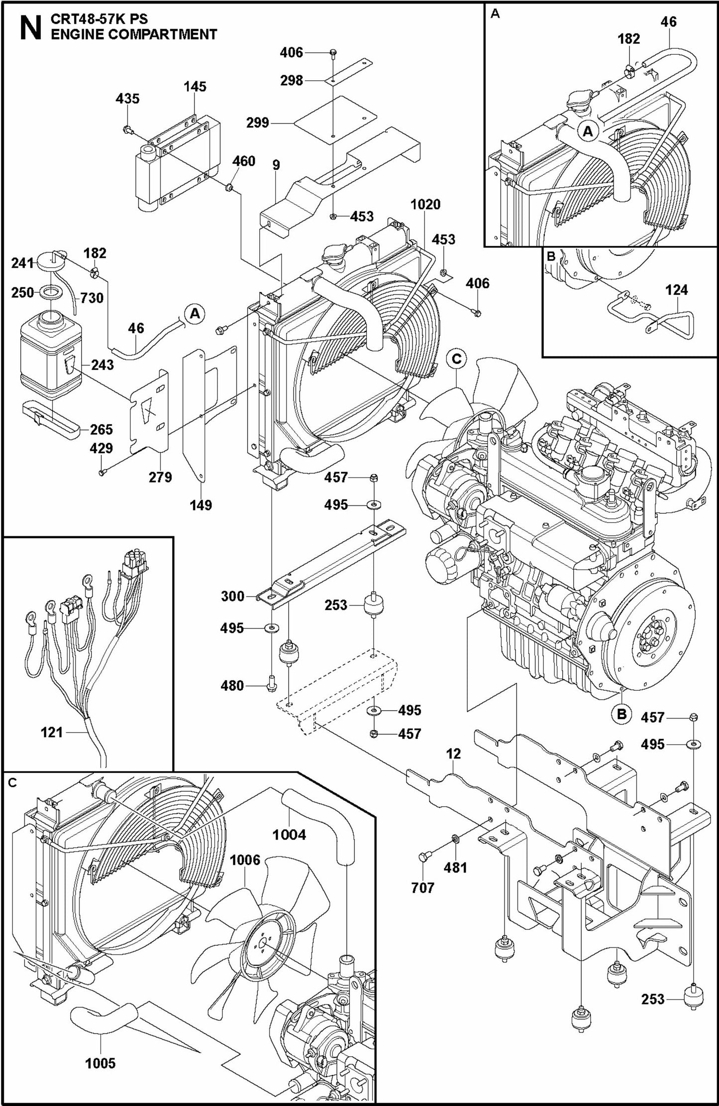 Engine Compartment Assembly Parts For Ride On Trowel CRT 48 Diesel By Husqvarna