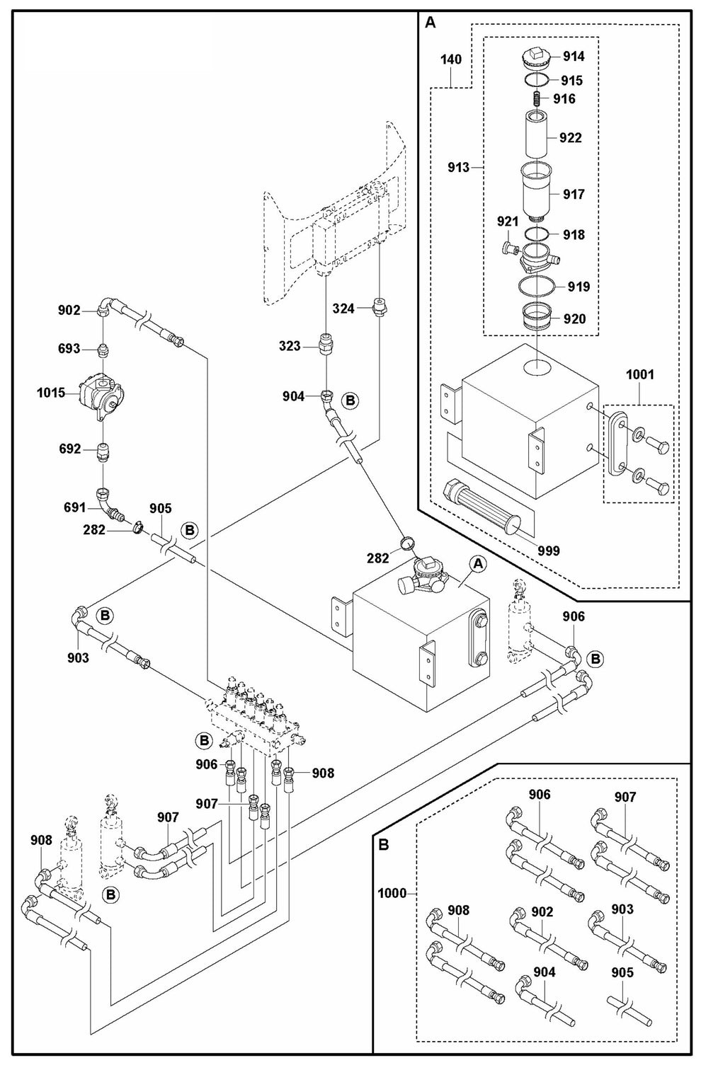 CRT 48 PS Hydraulic Piping Assembly Parts by Husqvarna
