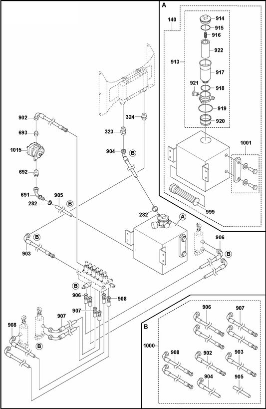 Hydraulic Piping Assembly Parts For Ride On Trowel CRT 48 Diesel By Husqvarna