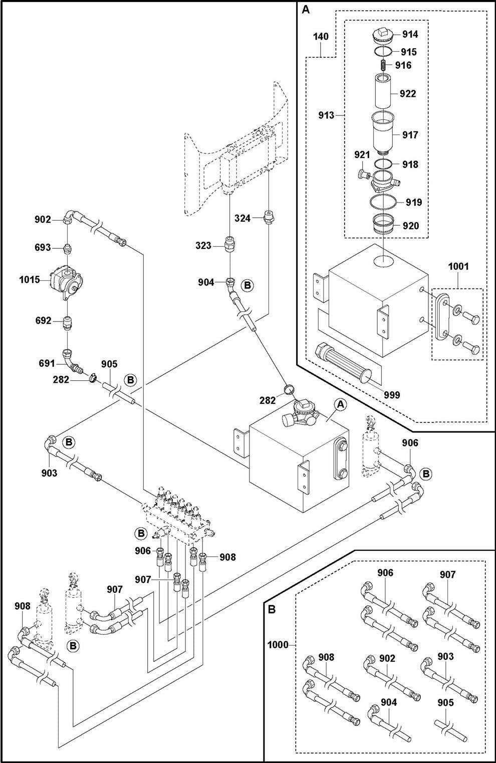 Hydraulic Piping Assembly Parts For Ride On Trowel CRT 48 Diesel By Husqvarna