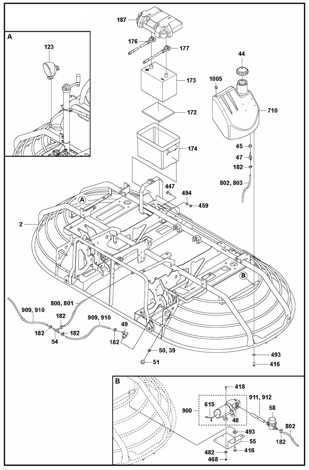 CRT 48 PS Tank Assembly and Battery Assembly Parts by Husqvarna