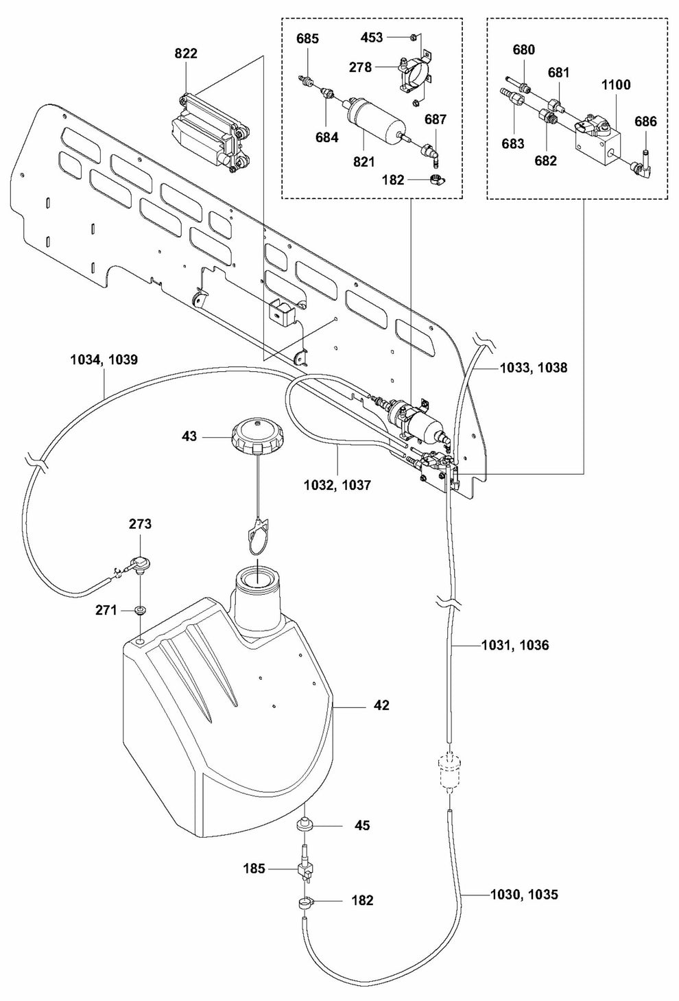 Fuel Hose Routing Assembly Parts For Ride On Trowel CRT 48 Diesel By Husqvarna