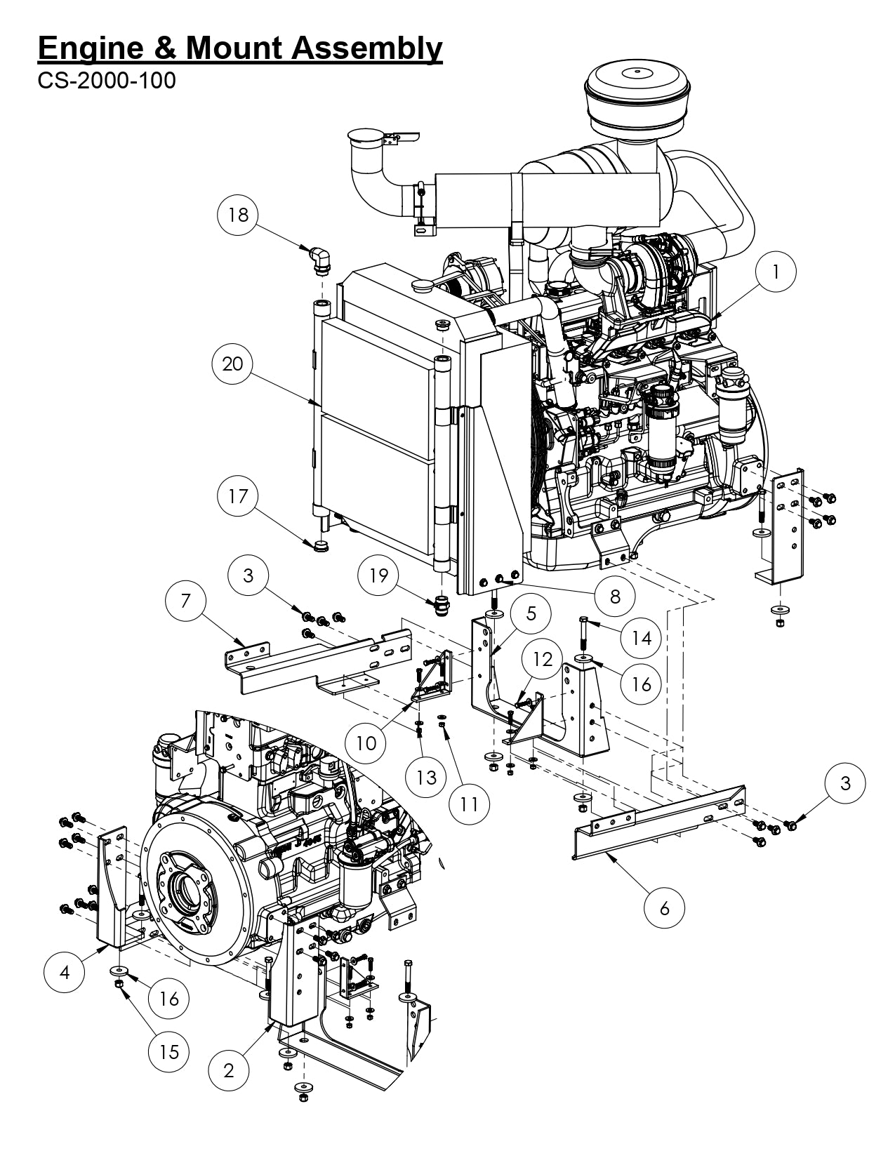 CS-2000-100 Engine And Mount Assembly