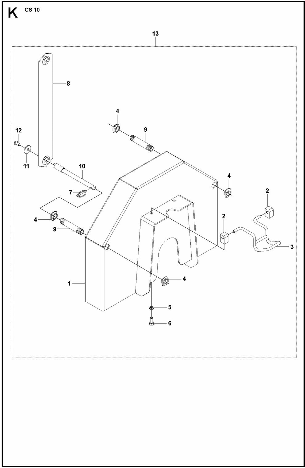 CS 10 Driving Pulley Guard Assembly Parts