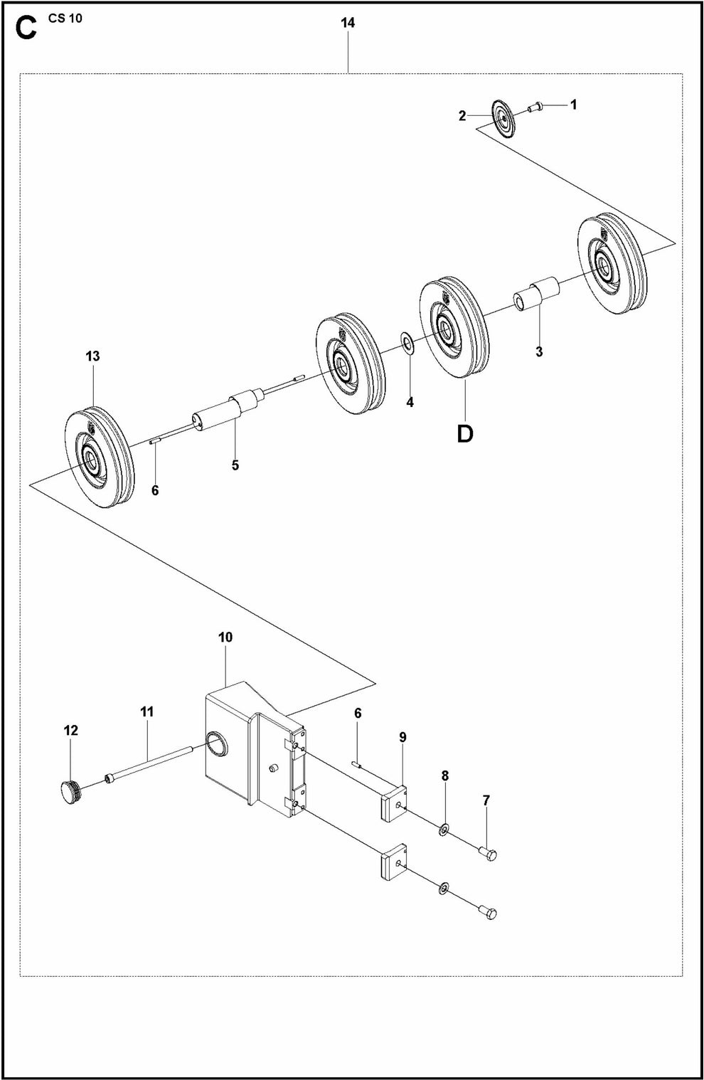 CS 10 Wheel Bracket, Lower Assembly-1 Parts