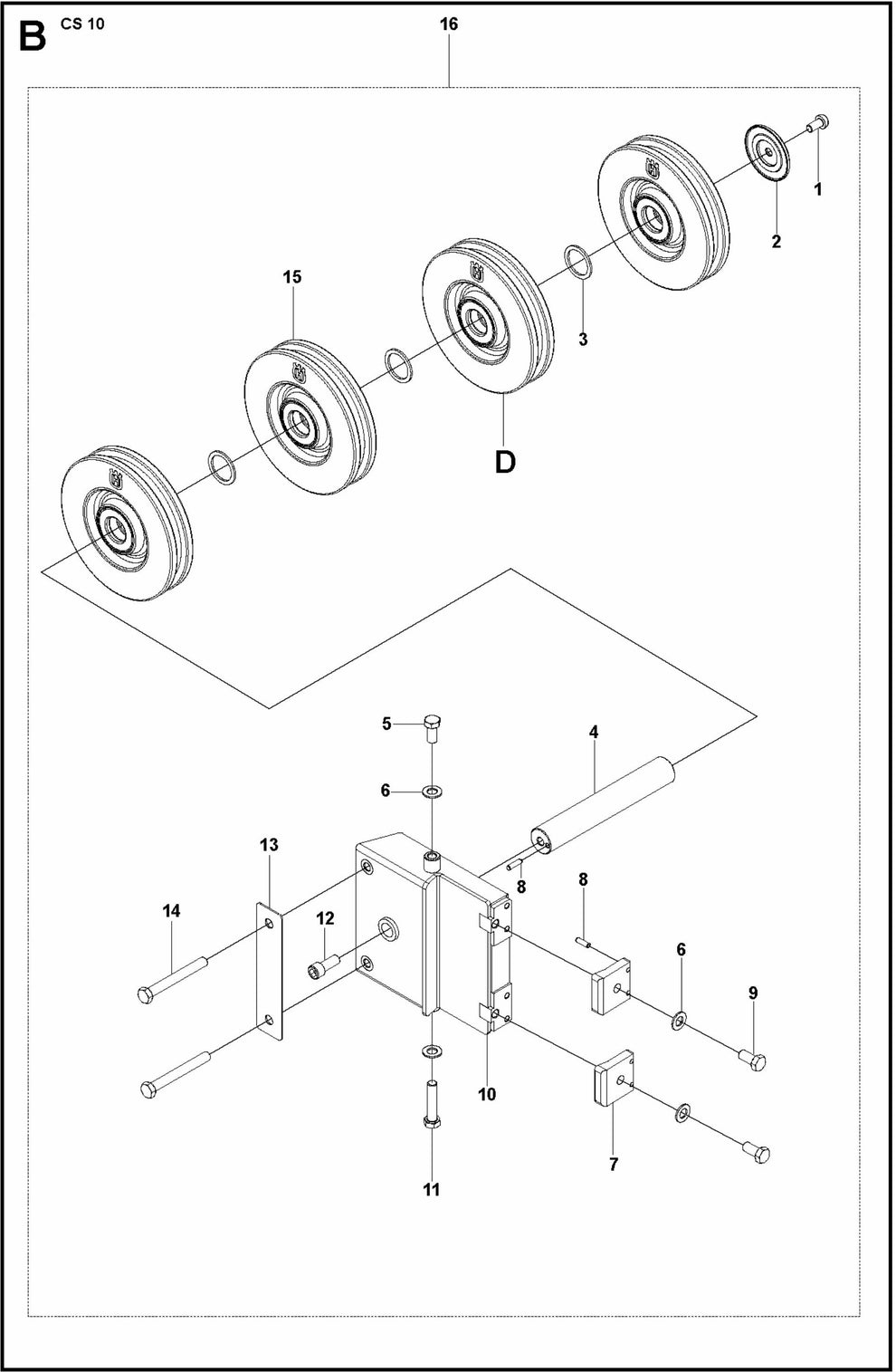 CS 10 Wheel Bracket, Lower Assembly-2 Parts