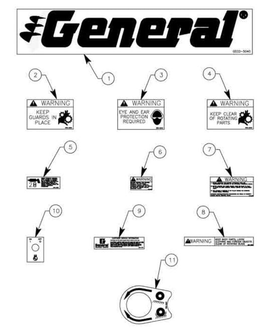 CS8GH Replacement Decals CS8 Series Crack Saw Parts By General Equipment