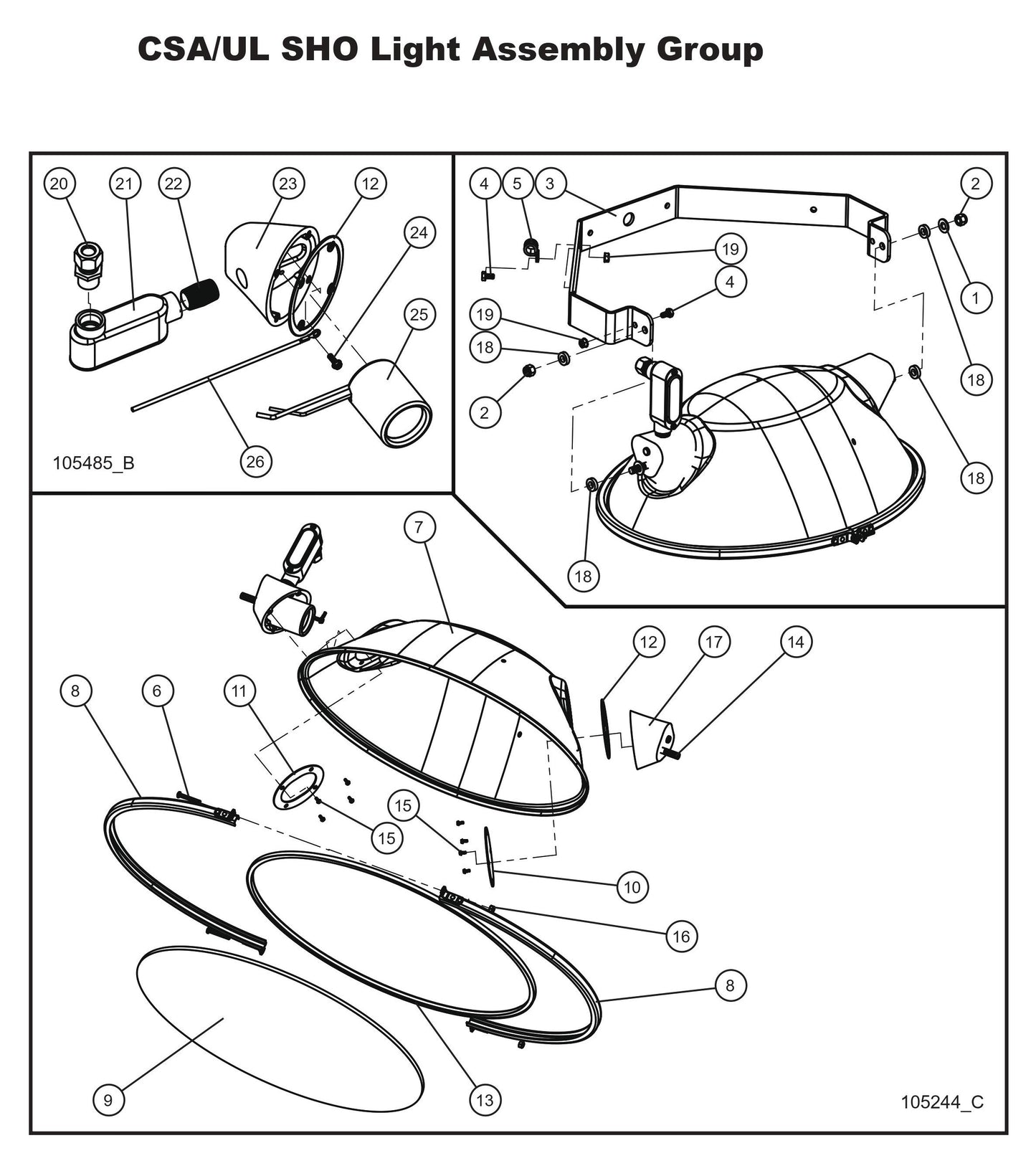 CSA/UL SHO Light Assembly Group Parts By Allmand