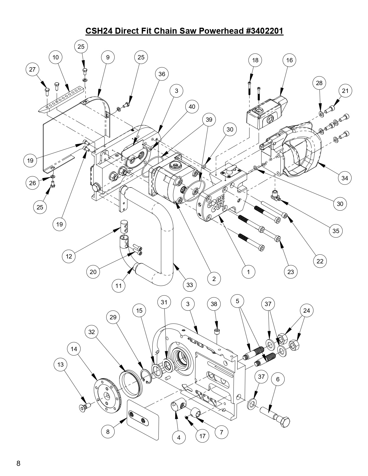 CSH24 Direct Fit Chain Saw Powerhead Parts