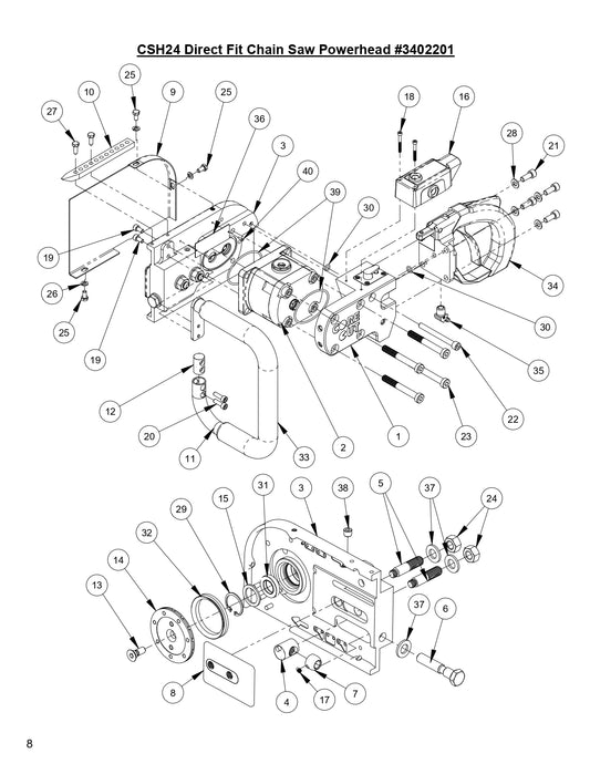 CSH24 Direct Fit Chain Saw Powerhead Parts