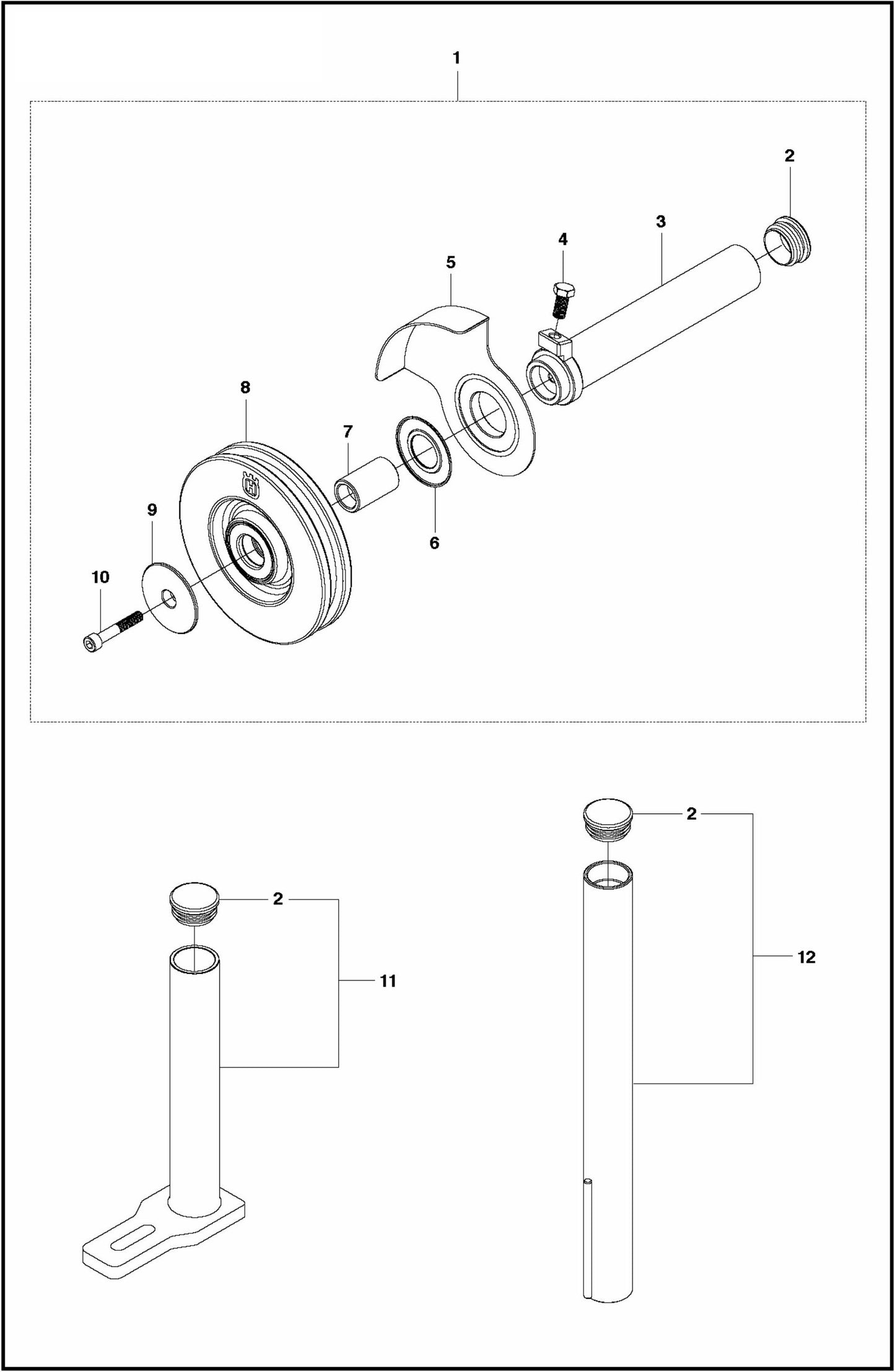 Offset Pulley and Round Tube Assembly Parts for CS 10 Saw Accessories by Husqvarna
