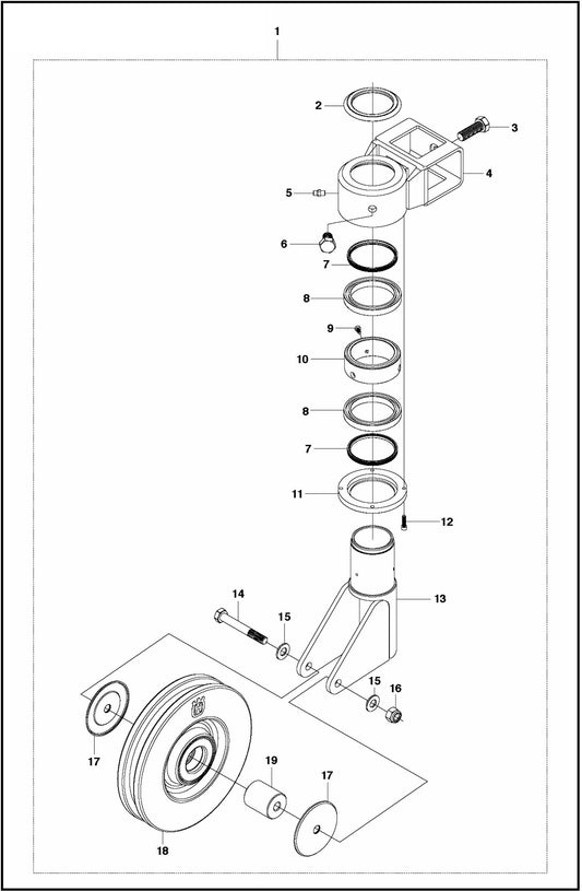 Pivot Wheel Assembly With Ball Bearings Parts for CS 10 Saw Accessories by Husqvarna