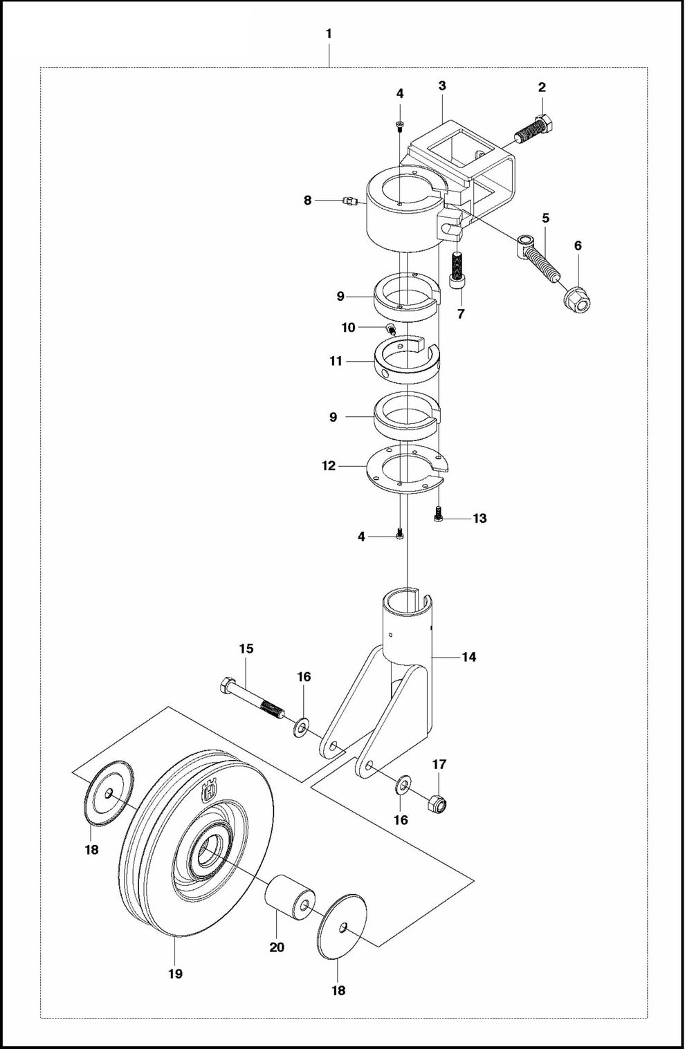 Pivot Wheel Assembly With Slot Parts for CS 10 Saw Accessories by Husqvarna