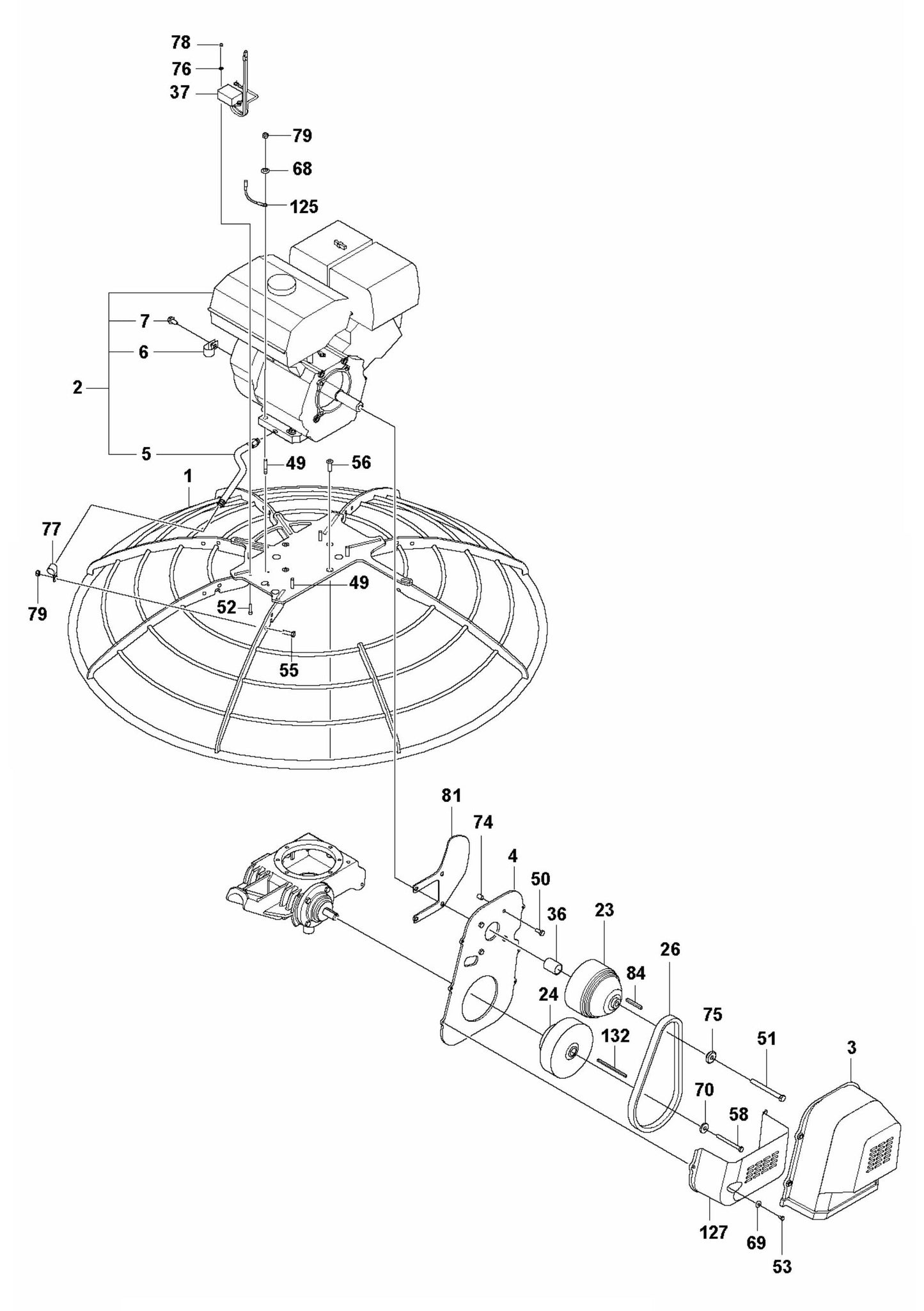 CT 36 Drive, CT36-8A-V, Honda GX 240 Assembly Parts
