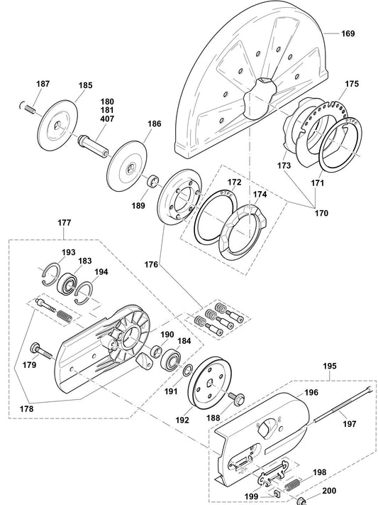 Cutting Device And Protection Hood Assembly part For DPC6401 Cutter By Makita 