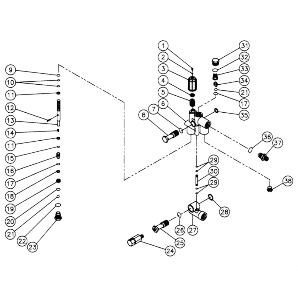CW-1504-3MGH, CW-1504-3MGV, CW-2003-3MGH, CW-2004-1ME1,  CW-2004-1ME3, CW-2504-CMV4, CW-2003-3MGV Unloader Assembly Parts by MI-T-M