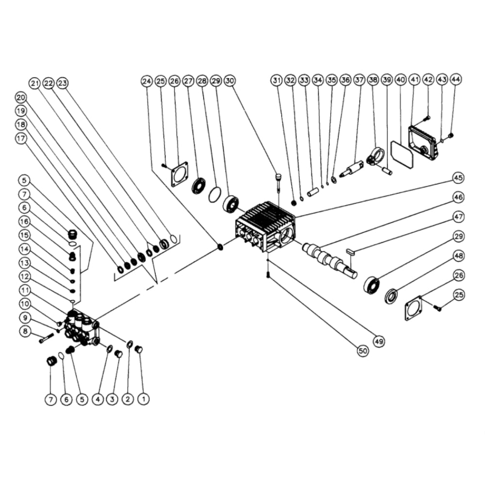 CW-2003-3MGH, CW-2003-3MGV, CW-2004-1ME1, CW-2004-1ME3, CW-2504-4MH0, CW-2504-4MV0, CW-2504-CMV4, CW-2504-4UH0 Pump Assembly Parts by MI-T-M