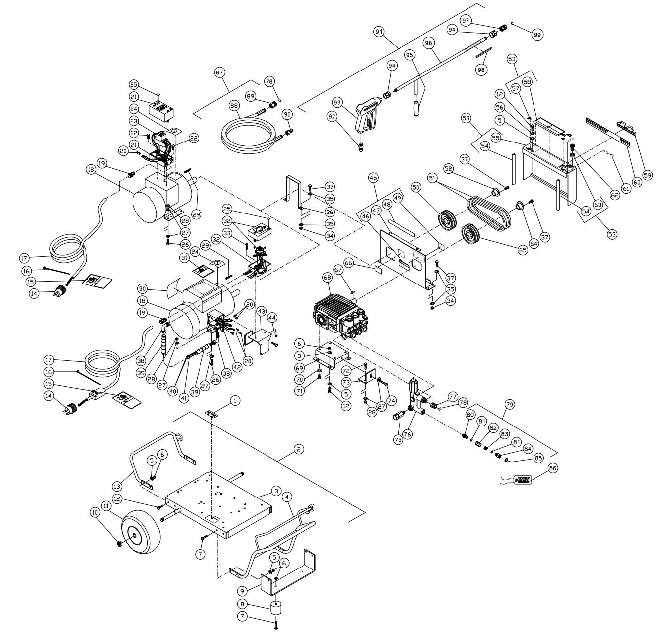 CW-2004-1ME1, CW-2004-1ME3 (sn:10002366-99999999) Frame Assembly Parts by MI-T-M