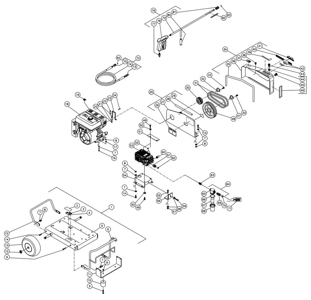 CW-2504-1MKB, CW-3004-1MKB (sn:0-340383) Frame Assembly Parts by MI-T-M