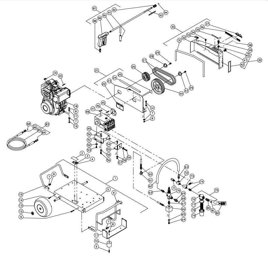 CW-3004-3MDY (sn:317279-99999999) Frame Assembly Parts by MI-T-M
