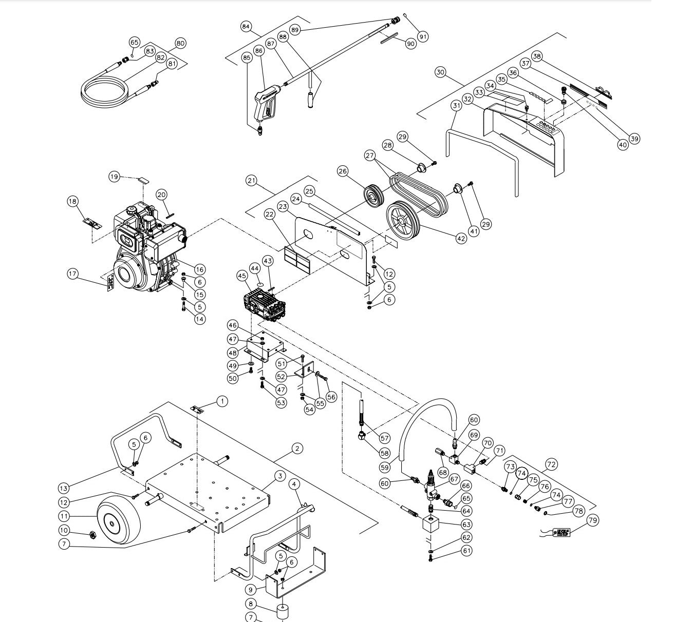 CW-3004-4MDY Frame Assembly Parts By MI-T-M
