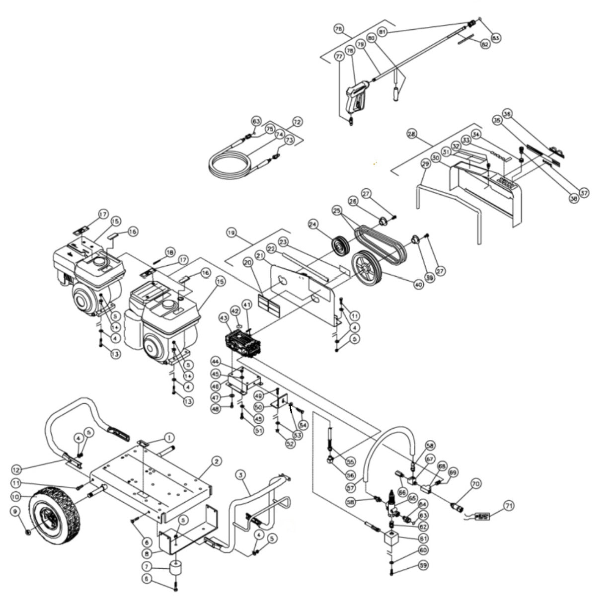 CW-3004-4MGH (sn:10070001-10375000), CW-3004-4MGH (sn:10375001-10552631) Frame Assembly Parts By MI-T-M