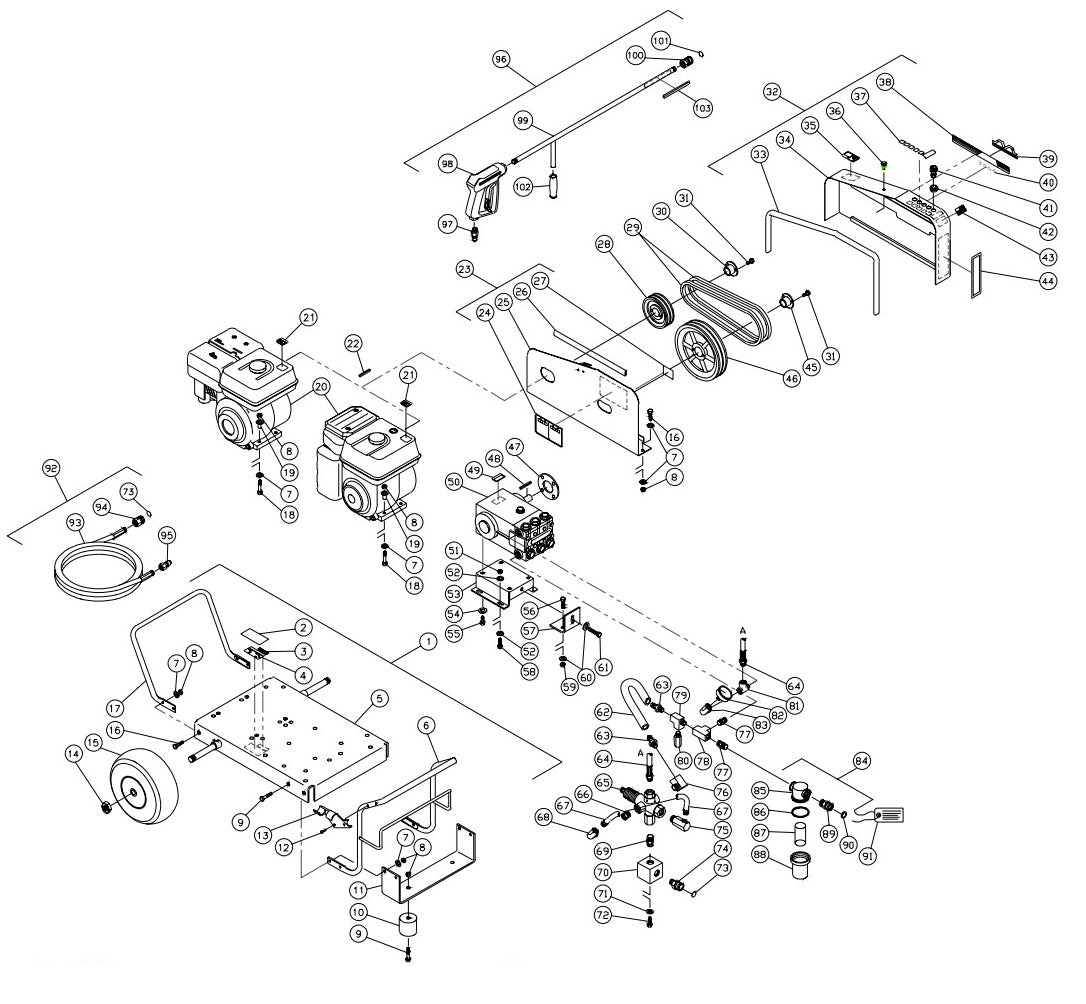 CW-3504-3MGH, CW-3504-3MGV (sn:0-317278) Frame Assembly Parts By MI-T-M