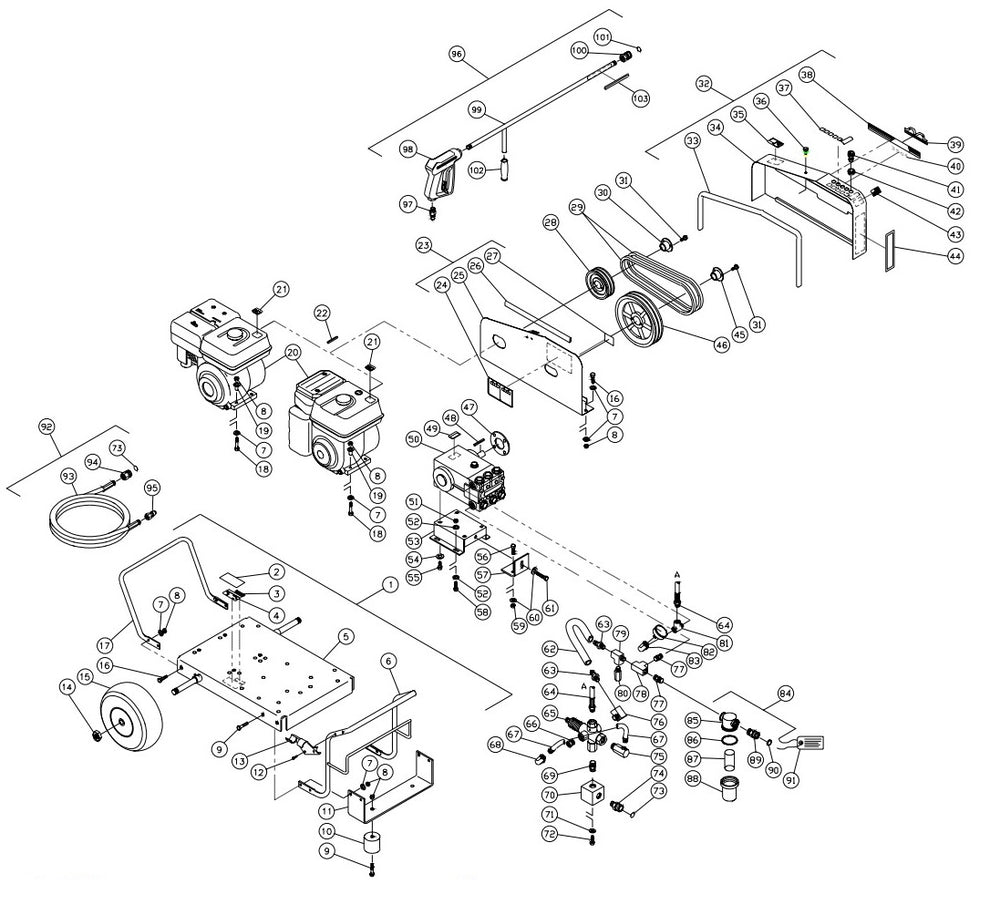 CW-3504-3MGH, CW-3504-3MGV (sn:0-317278) Frame Assembly Parts By MI-T-M