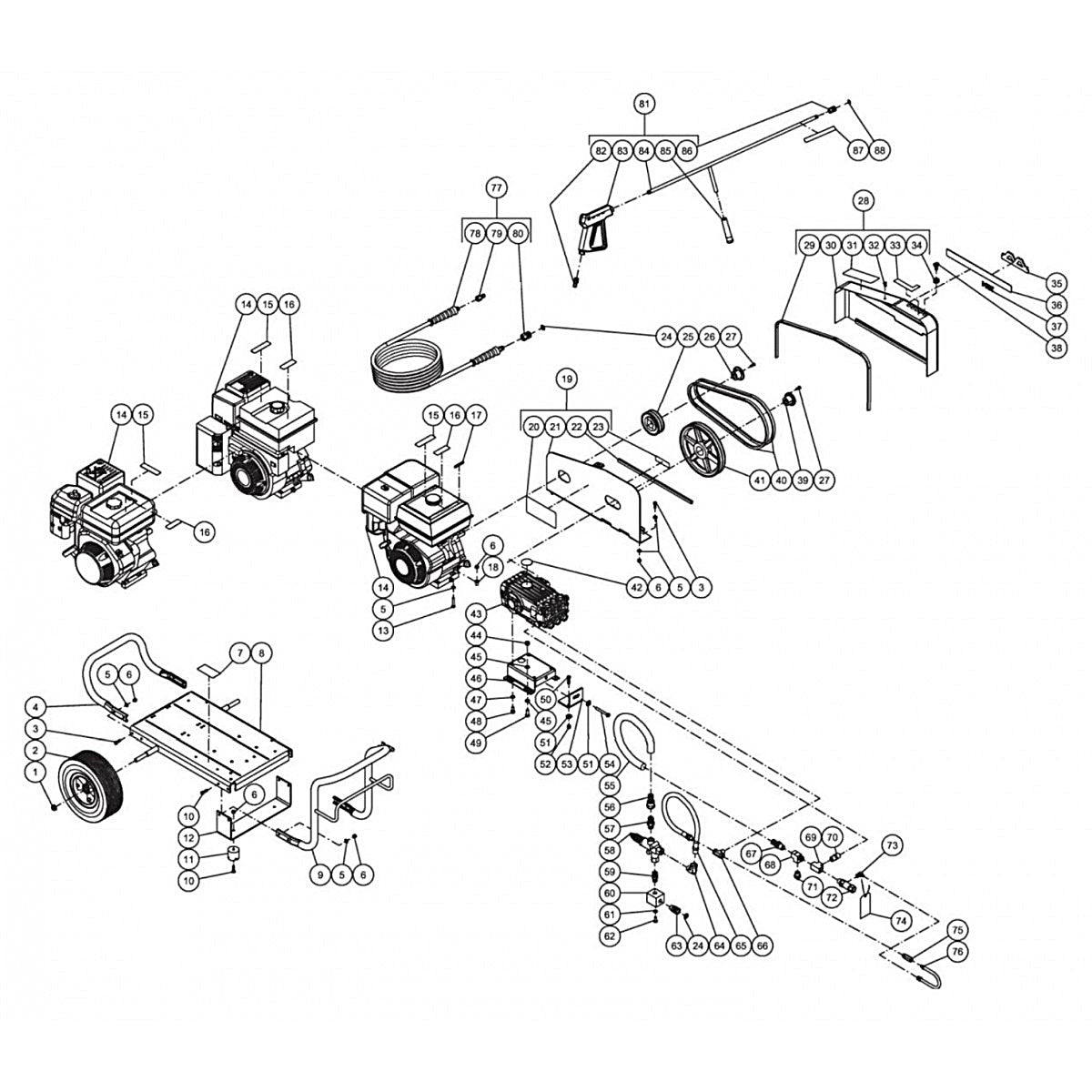 CW-3504-4MGH, CW-3504-4MGR, CW-3504-4MGV Frame Assembly Parts By MI-T-M