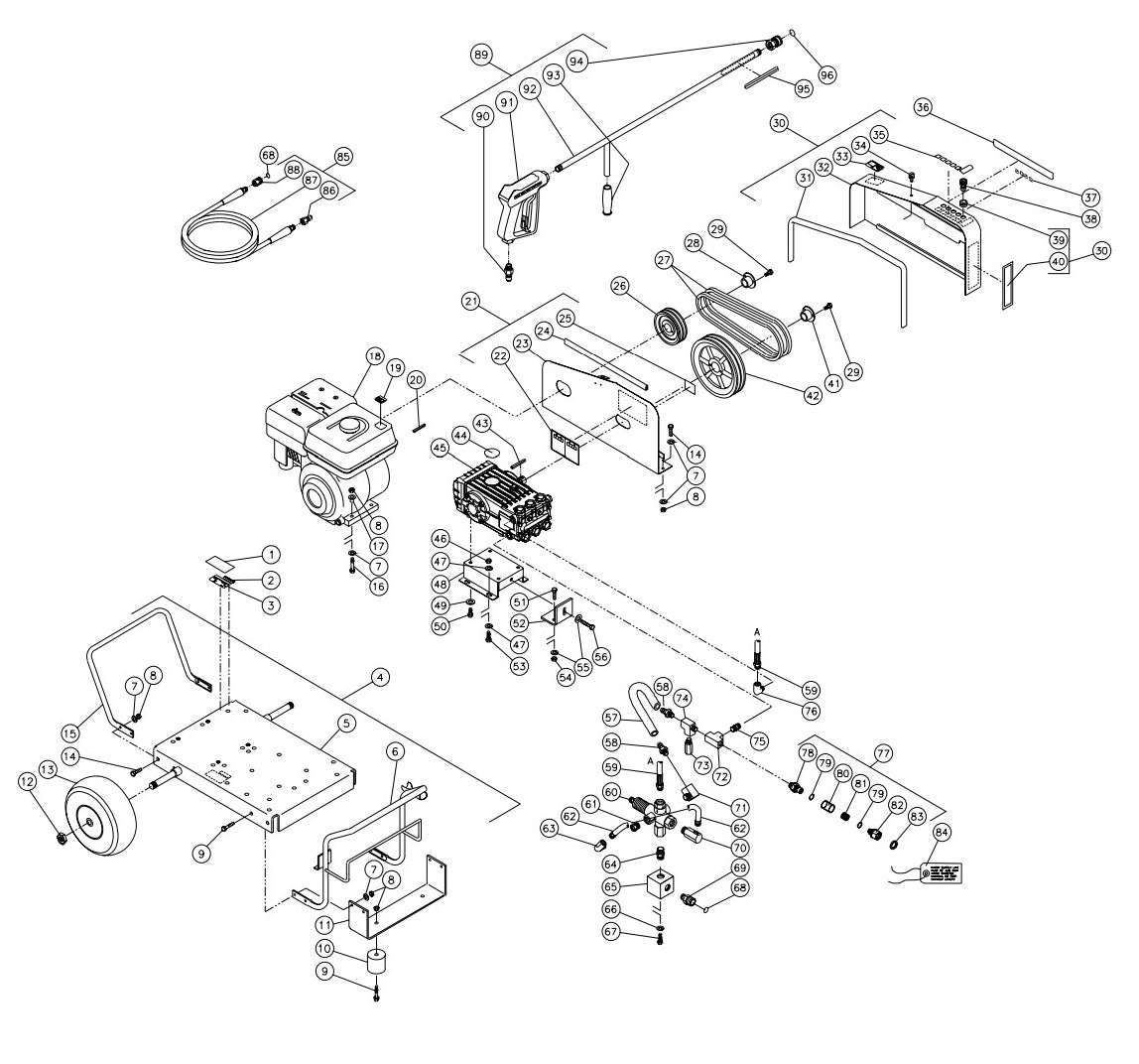 CW-3504-4UGH (sn:0-99999999) Frame Assembly Parts By MI-T-M