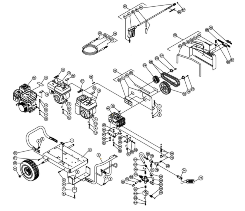 CW-4003-3MGH, CW-4003-3MGV (sn:10070001-99999999), CW-4003-3MGR (sn:0-99999999) Frame Assembly Parts By MI-T-M