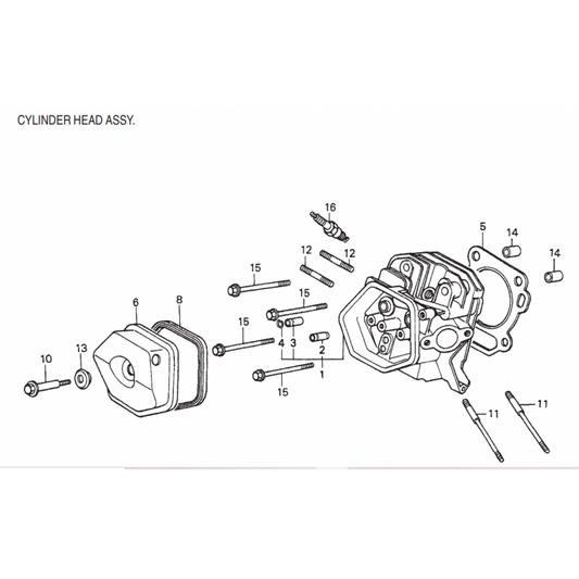 GA6HE-GA6HEA—HONDA GX340K1EDE2 ENGINE—Cylinder Head Assembly Parts By Multiquip