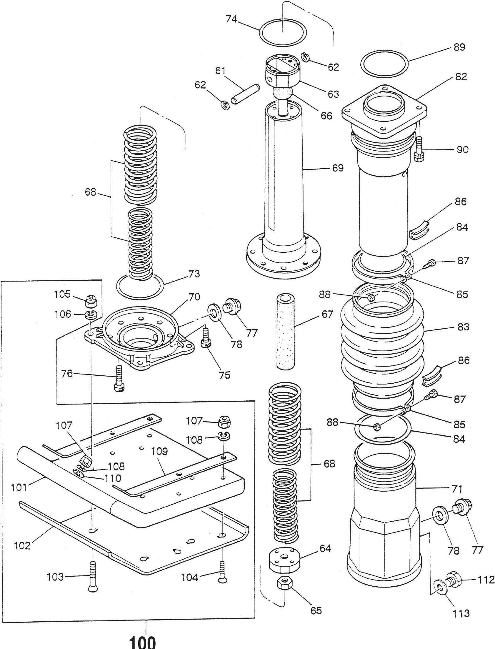 MT60HS Cylinder Guide  And Foot Assembly Parts